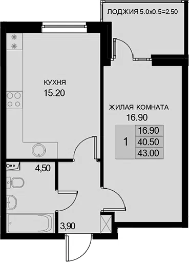 Планировка 1-к.кв
