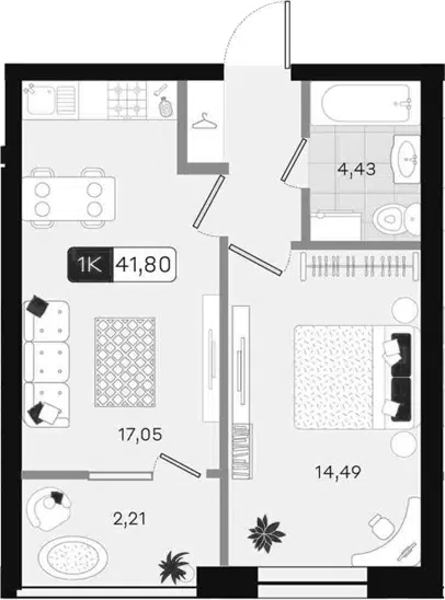 Планировка 1-к.кв