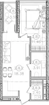 Планировка 1-к.кв