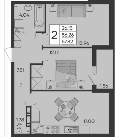 Планировка 2-к.кв