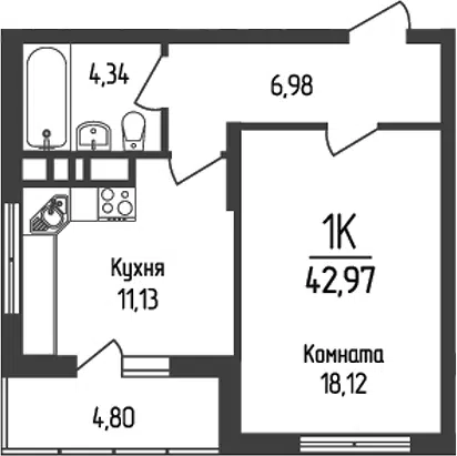 Планировка 1-к.кв