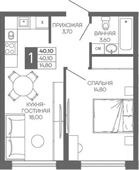 Планировка 1-к.кв
