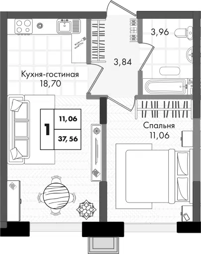 Планировка 2Е-к.кв