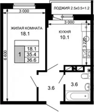 Планировка 1-к.кв