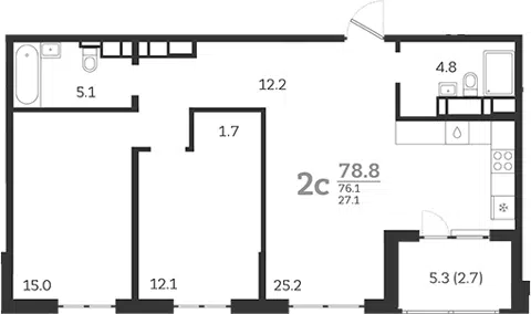 Планировка 3Е-к.кв
