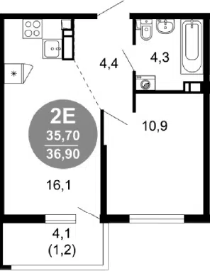 Планировка 2Е-к.кв