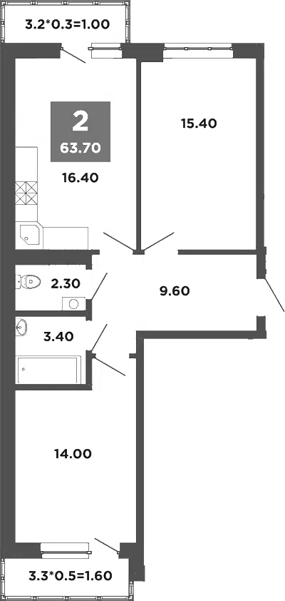 Планировка 3Е-к.кв