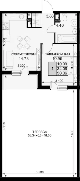 Планировка: 1-к.кв