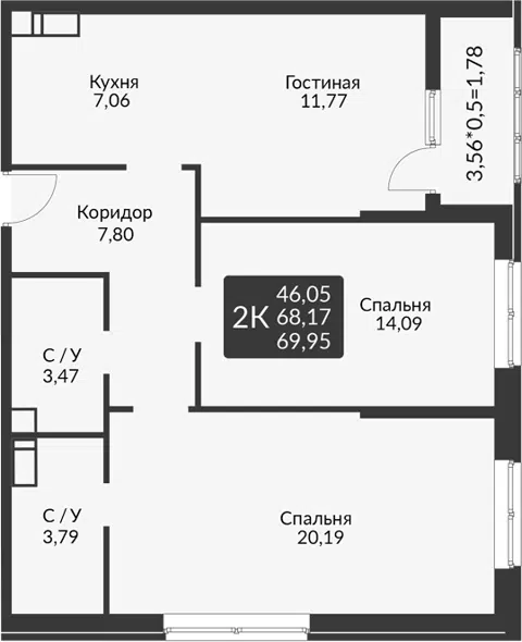 Планировка 3Е-к.кв
