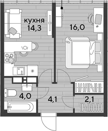 Планировка 1-к.кв