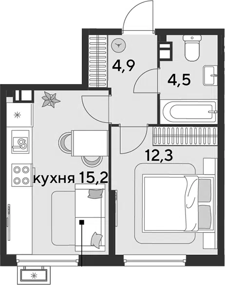 Планировка 2Е-к.кв