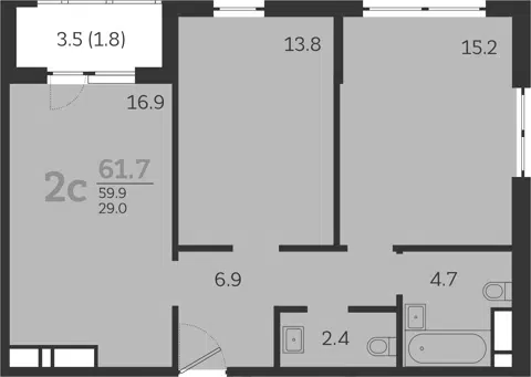 Планировка 3Е-к.кв