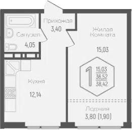 Планировка 1-к.кв