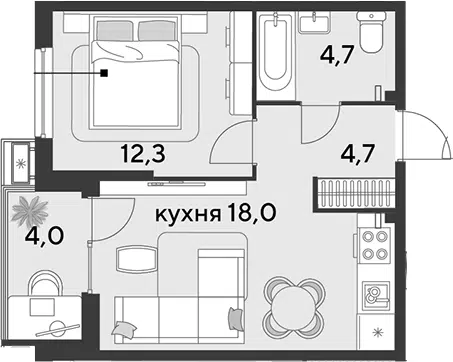 Планировка 2Е-к.кв
