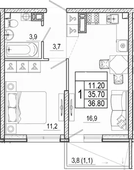 Планировка 2Е-к.кв