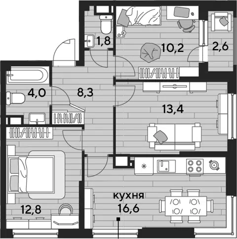 Планировка 3-к.кв