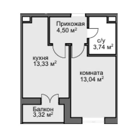 Планировка 1-к.кв