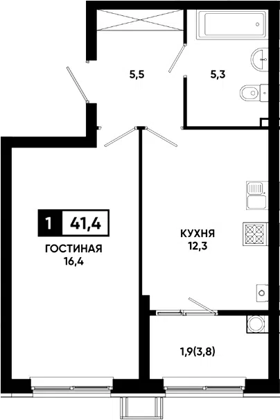Планировка 1-к.кв