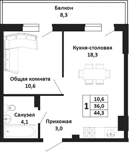 Планировка 2Е-к.кв