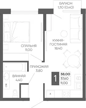 Планировка 1-к.кв