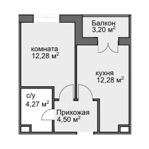 Планировка 1-к.кв