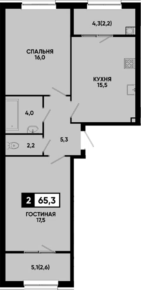 Планировка 2-к.кв