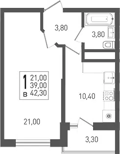 Планировка 1-к.кв