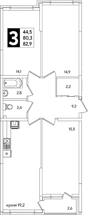 Планировка 4Е-к.кв