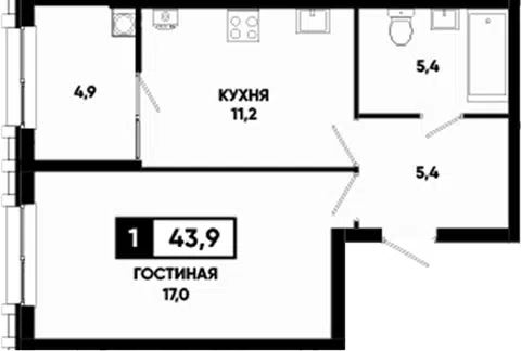 Планировка 1-к.кв