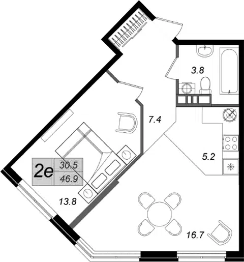 Планировка 2Е-к.кв