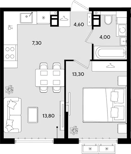 Планировка 2Е-к.кв