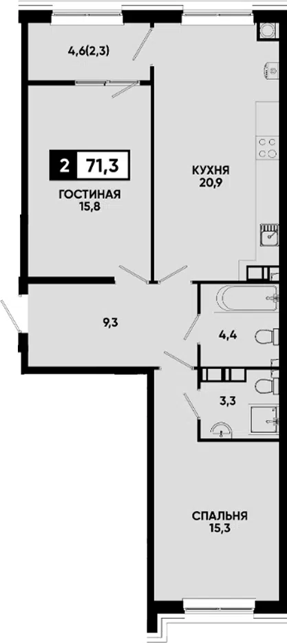 Планировка 2-к.кв