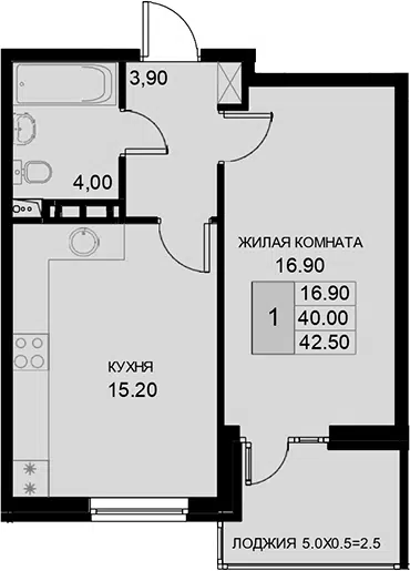 Планировка 1-к.кв