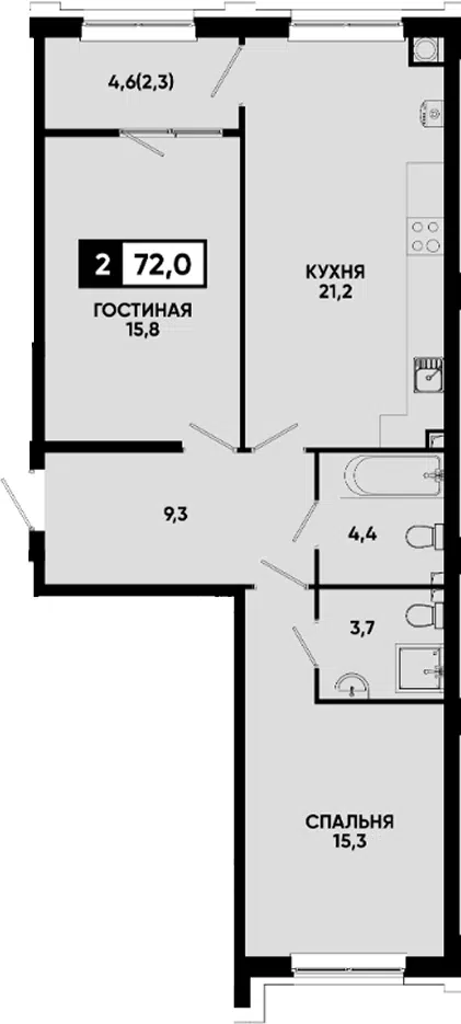 Планировка 2-к.кв
