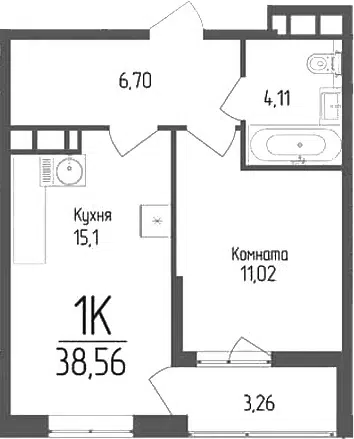 Планировка 1-к.кв