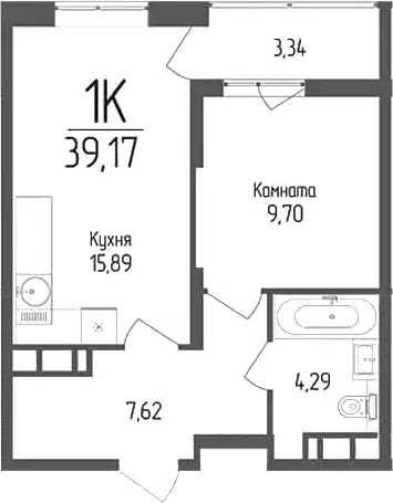 Планировка 1-к.кв