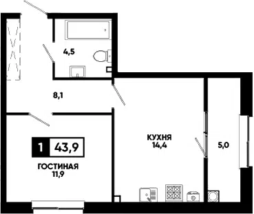 Планировка 1-к.кв