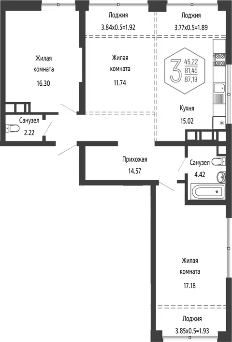 Планировка 4Е-к.кв