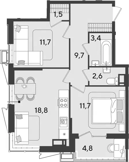 Планировка 3Е-к.кв