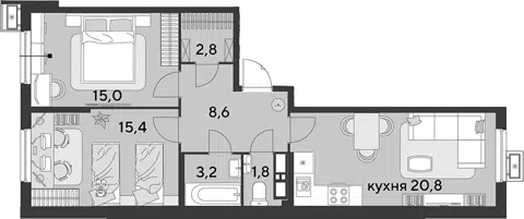Планировка 3Е-к.кв