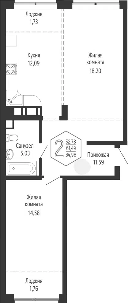 Планировка 2Е-к.кв