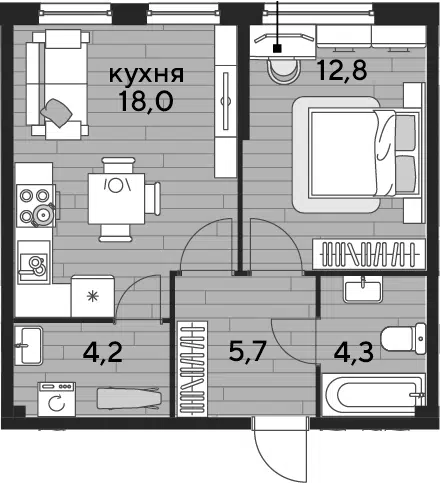 Планировка 1-к.кв