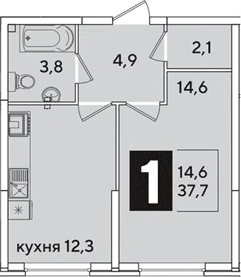Планировка 1-к.кв