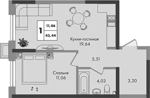 Планировка 2Е-к.кв