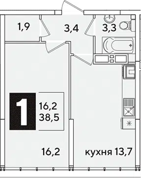 Планировка 1-к.кв