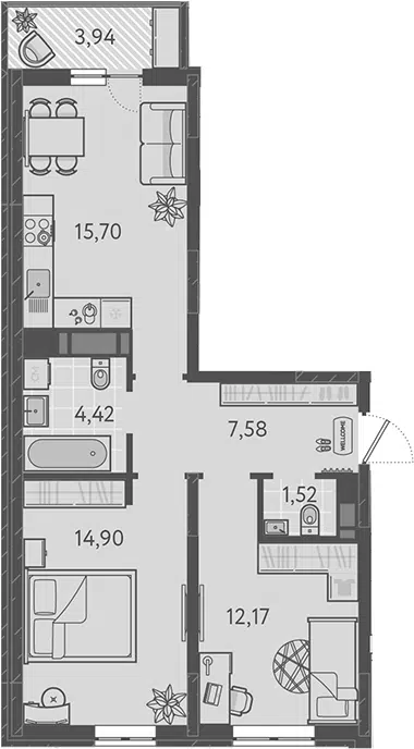 Планировка 3Е-к.кв