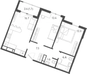 Планировка 3Е-к.кв
