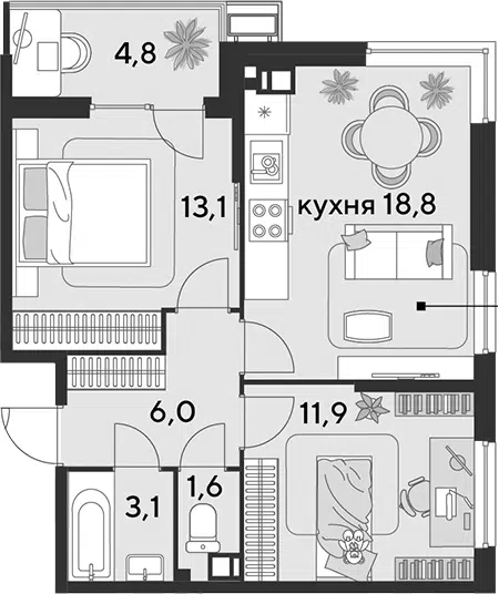 Планировка 3Е-к.кв