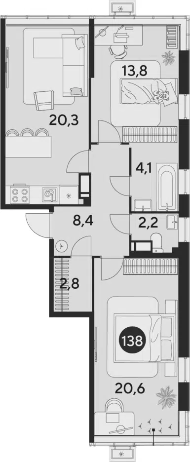 Планировка 3Е-к.кв