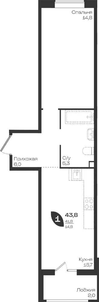 Планировка 1-к.кв